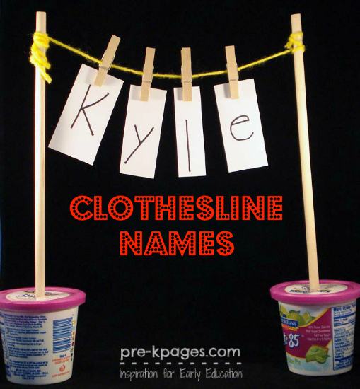 Spelling Names on the Clothesline in #preschool and #kindergarten