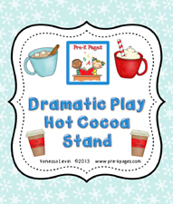 Dramatic Play Hot Cocoa Stand Printable Kit for Preschool and Kindergarten via www.pre-kpages.com