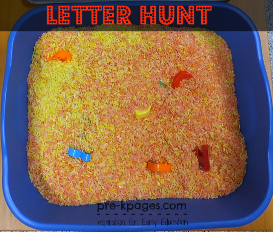 Hunt for Letters in Your Name in Sensory Tub in #preschool and #kindergarten