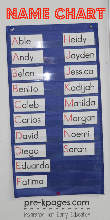 Pocket Chart Name Sort in #preschool and #kindergarten