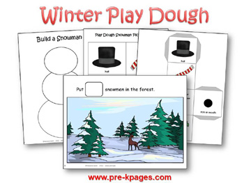 Printable Play Dough Snowman Math Mats via www.pre-kpages.com