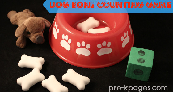 Dog bone counting game for pre-k and kindergarten