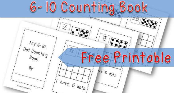 Free Printable 6-10 Dot Counting Book for preschool and kindergarten