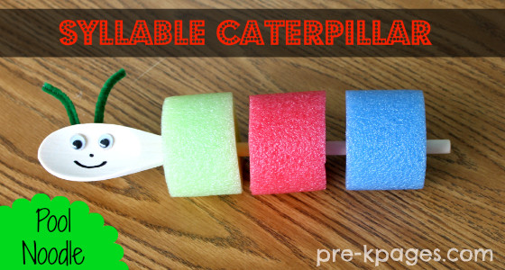 Syllable Caterpillar with Pool Noodles for #preschool and #kindergarten