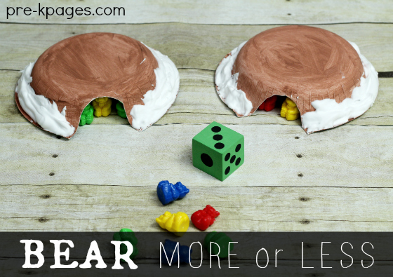Bear More or Less Game for Preschool and Kindergarten with Free Printable