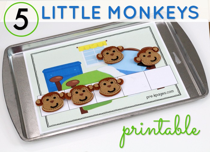 5 Little Monkeys Counting Five Frame Printable PreK Pages