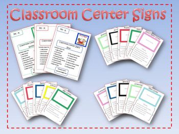 classroom center signs