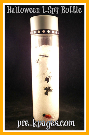 Halloween I Spy Bottle Literacy Center Activity via www.pre-kpages.com Halloween I Spy Bottle Literacy Center Activity via www.pre-kpages.com
