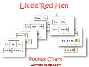 Little Red Hen Pocket Chart Activity via www.pre-kpages.com