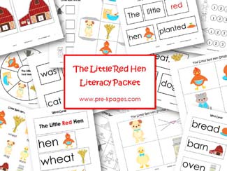 Little Red Hen Printable Literacy Activities via www.pre-kpages.com