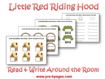 Little Red Riding Hood Read and Write Around the Room activity via www.pre-kpages.com