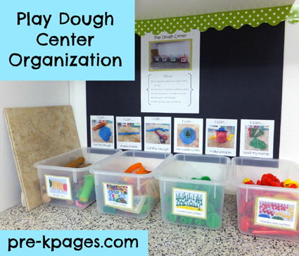 Play Dough Center Organization via www.pre-kpages.com