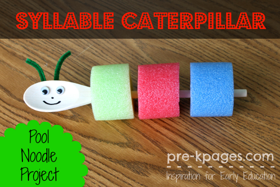 Pool Noodle Syllable Caterpillar for #preschool and #kindergarten
