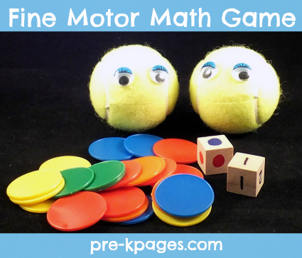 Fun fine motor math game for preschool or kindergarten via www.pre-kpages.com