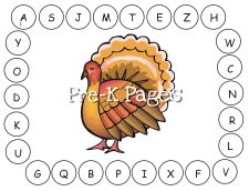 turkey letter matching mat