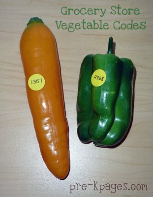 fruit and vegetable code stickers for dramatic play