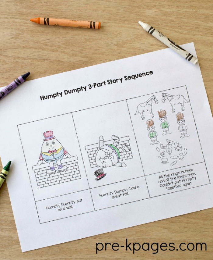 Humpty Dumpty 3 part story sequence printable