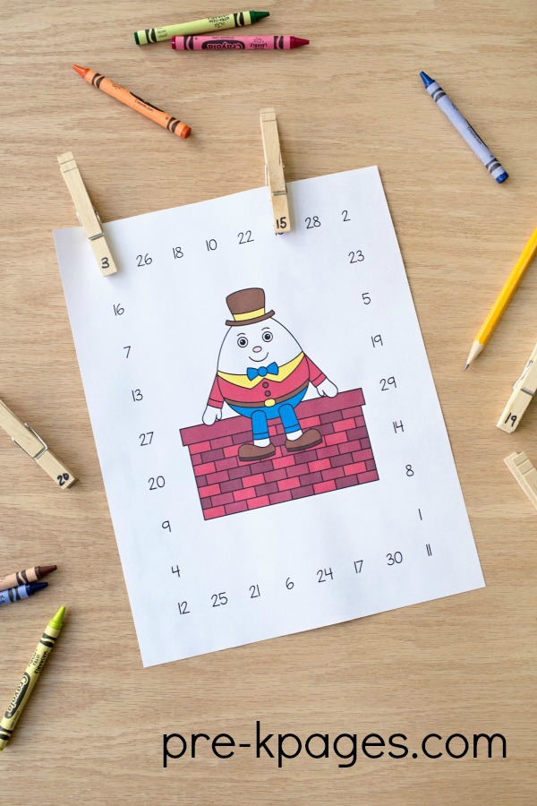 Printable Humpty Dumpty Numeral Identification Game