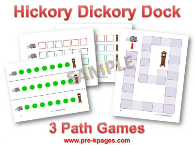 Hickory Dickory Dock Nursery Rhyme Printable Math Games