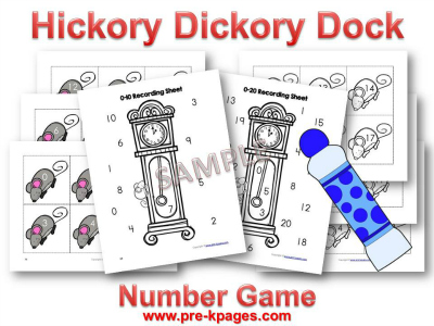 Hickory Dickory Dock Nursery Rhyme Printable Number Identification Game