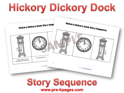 Hickory Dickory Dock Nursery Rhyme Printable Picture Sequence Cards