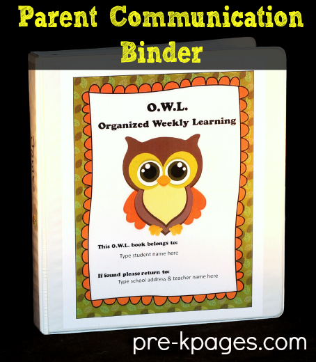 Parent Communication Binder Printables for Preschool and Kindergarten