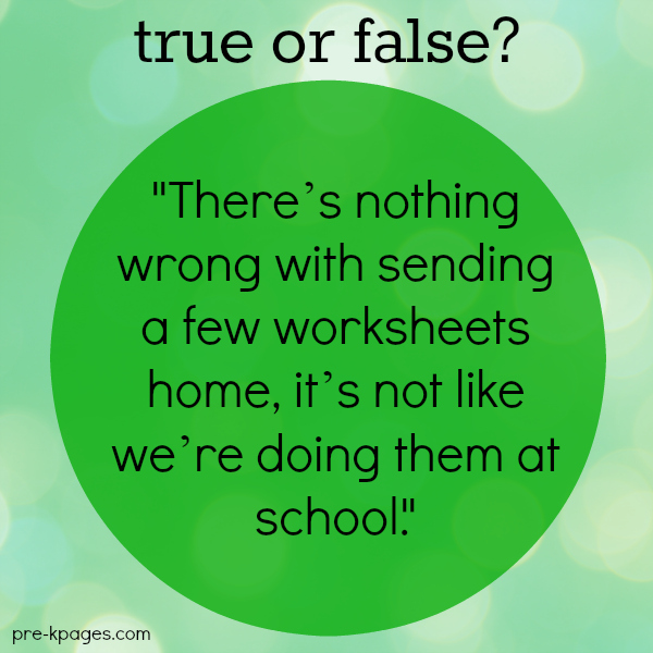 Sending Worksheets Home as Homework in Preschool