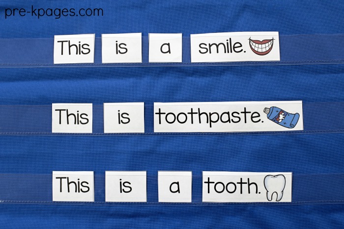 Dental Health Printable Pocket Chart Sentences