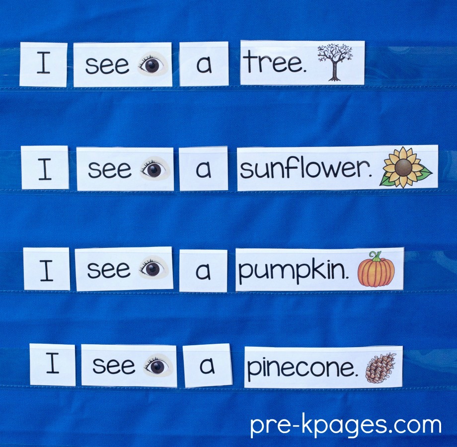 Fall Printable Pocket Chart Sentences