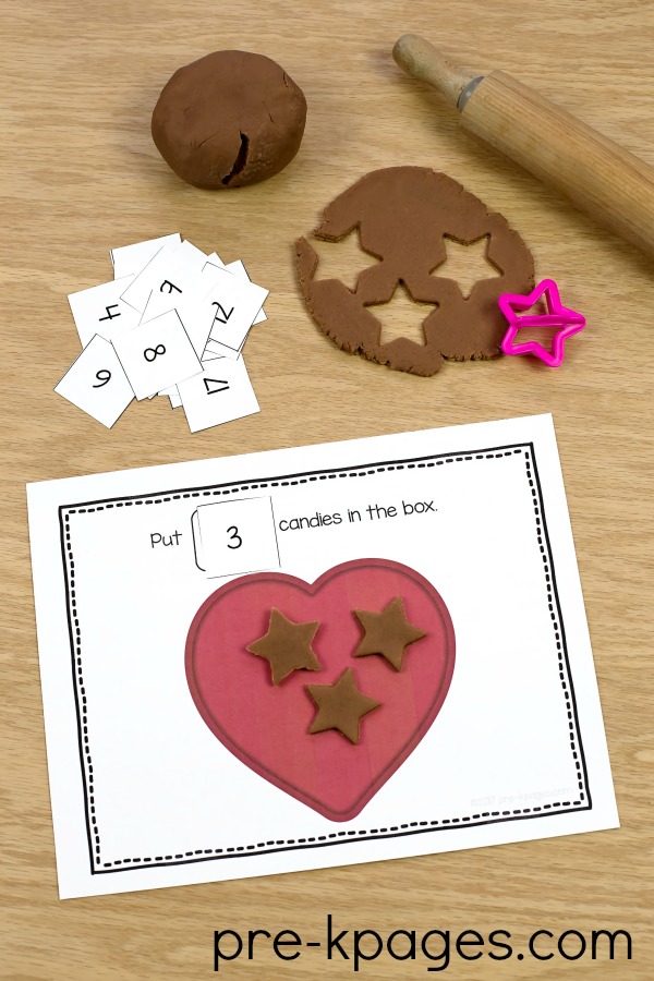 Printable Play Dough Counting Mats for Valentines Day