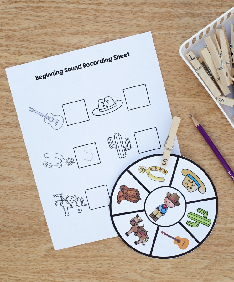 Printable Western Theme Beginning Sounds Activity
