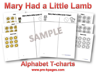 Printable Mary Had a Little Lamb Alphabet Sorting Activity