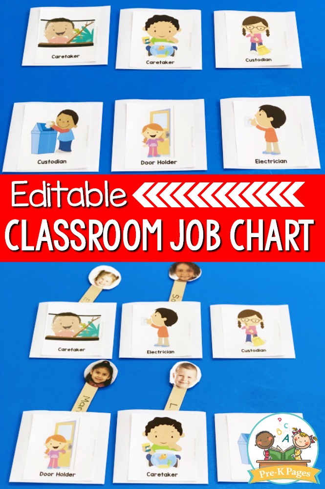 Editable Job Chart for Preschool and Pre-K