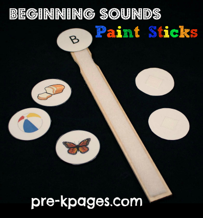 Paint Stick Beginning Sounds Printable Activity for Preschool and Kindergarten