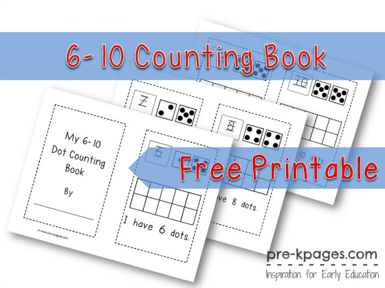 Free Printable 6-10 Dot Counting Book for preschool and kindergarten