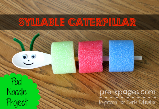 Syllable Caterpillar with Pool Noodles for #preschool and #kindergarten