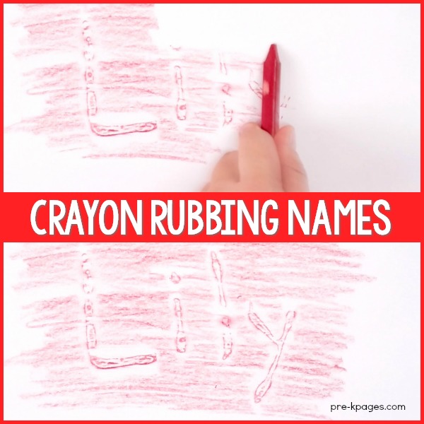 Crayon Rubbing Names in Preschool