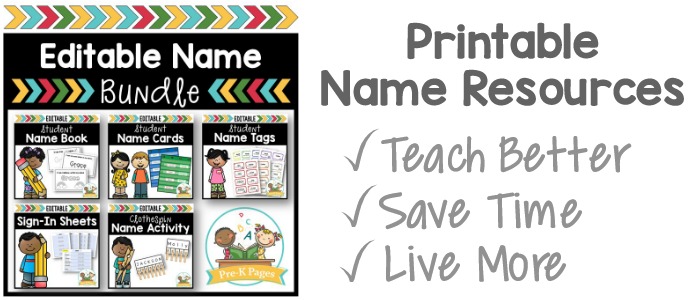 Editable Name Resources for Preschool and Pre-K
