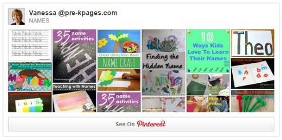 Learning Names Pinterest Board