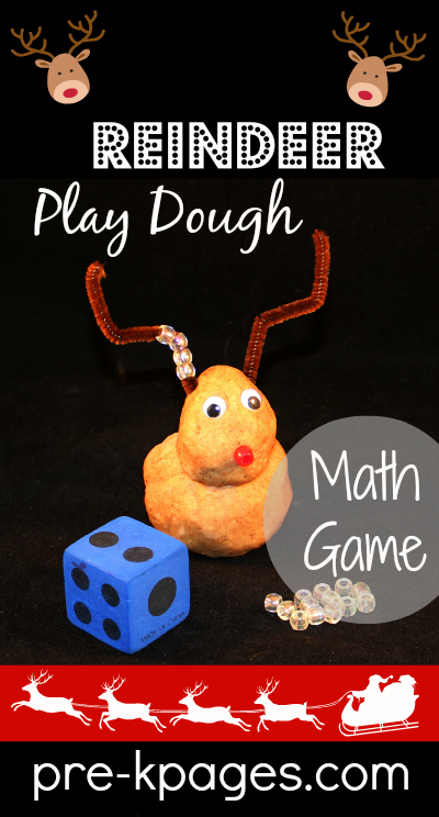 Reindeer Play Dough Math Game for preschool and kindergarten