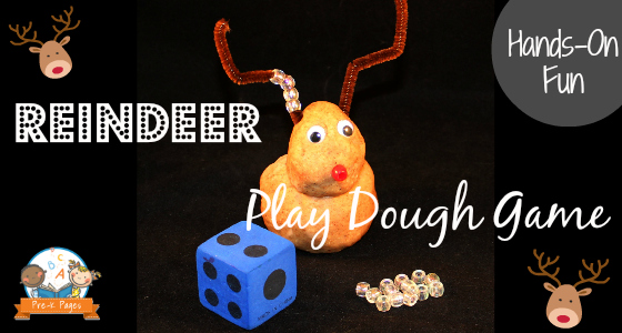 Reindeer Play Dough Math Game for Preschool and Kindergarten