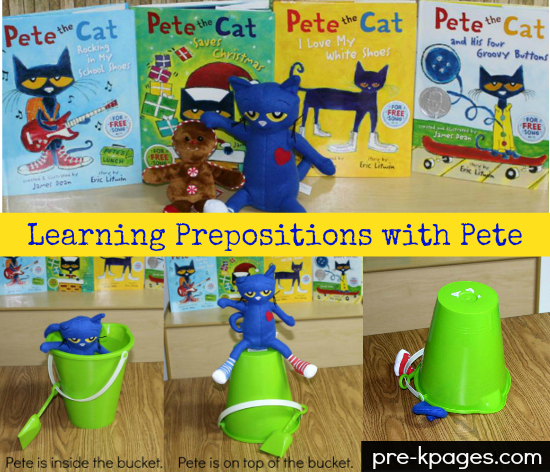 Learning Prepositions with Pete the Cat in #preschool and #kindergarten