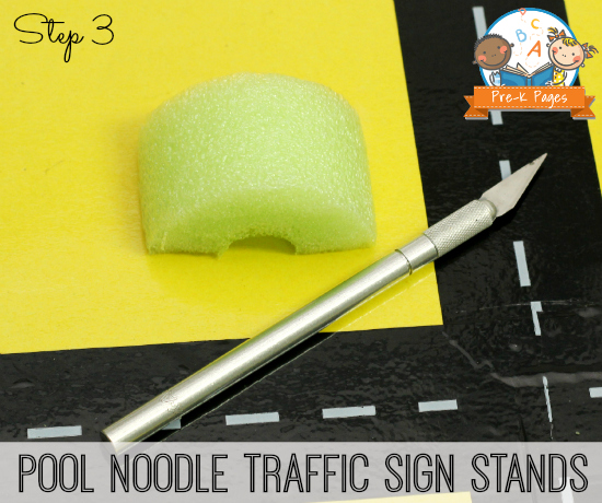 Easy DIY Environmental Print Traffic Sign Stands Made with Pool Noodles