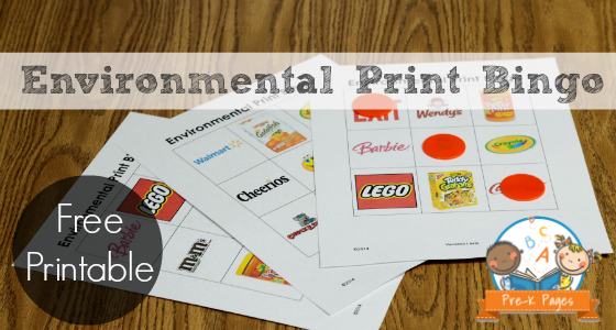 Free Printable Environmental Print Bingo Game