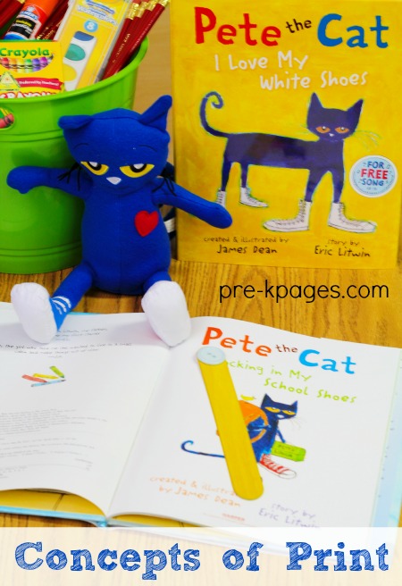 Learning Concepts of Print with Pete the Cat