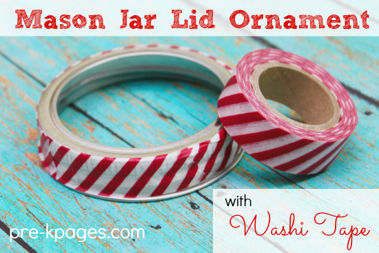 Mason Jar Lid Christmas Ornament with Washi Tape