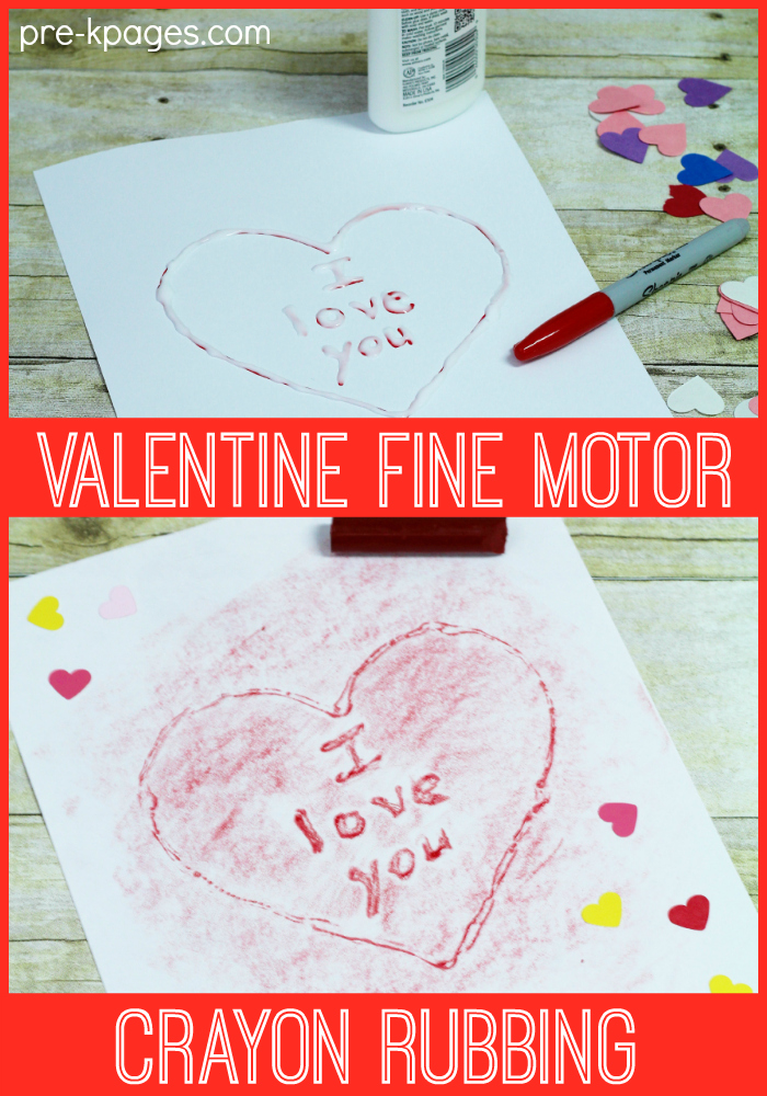 Valentine Fine Motor Crayon Rubbing Activity
