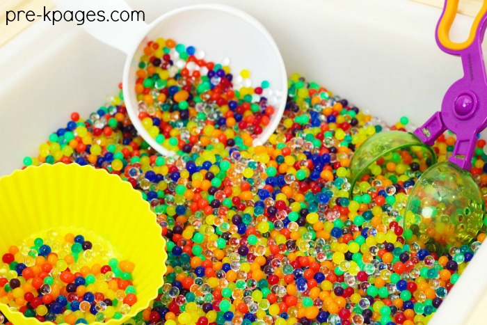 Rainbow Water Bead Sensory Bin for Preschool