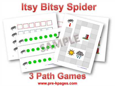 Printable Itsy Bitsy Spider Math Games for Preschool