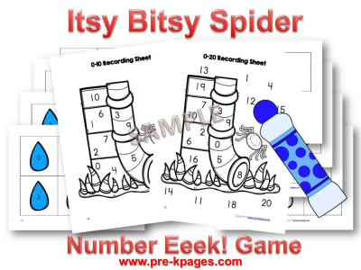 Printable Itsy Bitsy Spider Number Identification Game